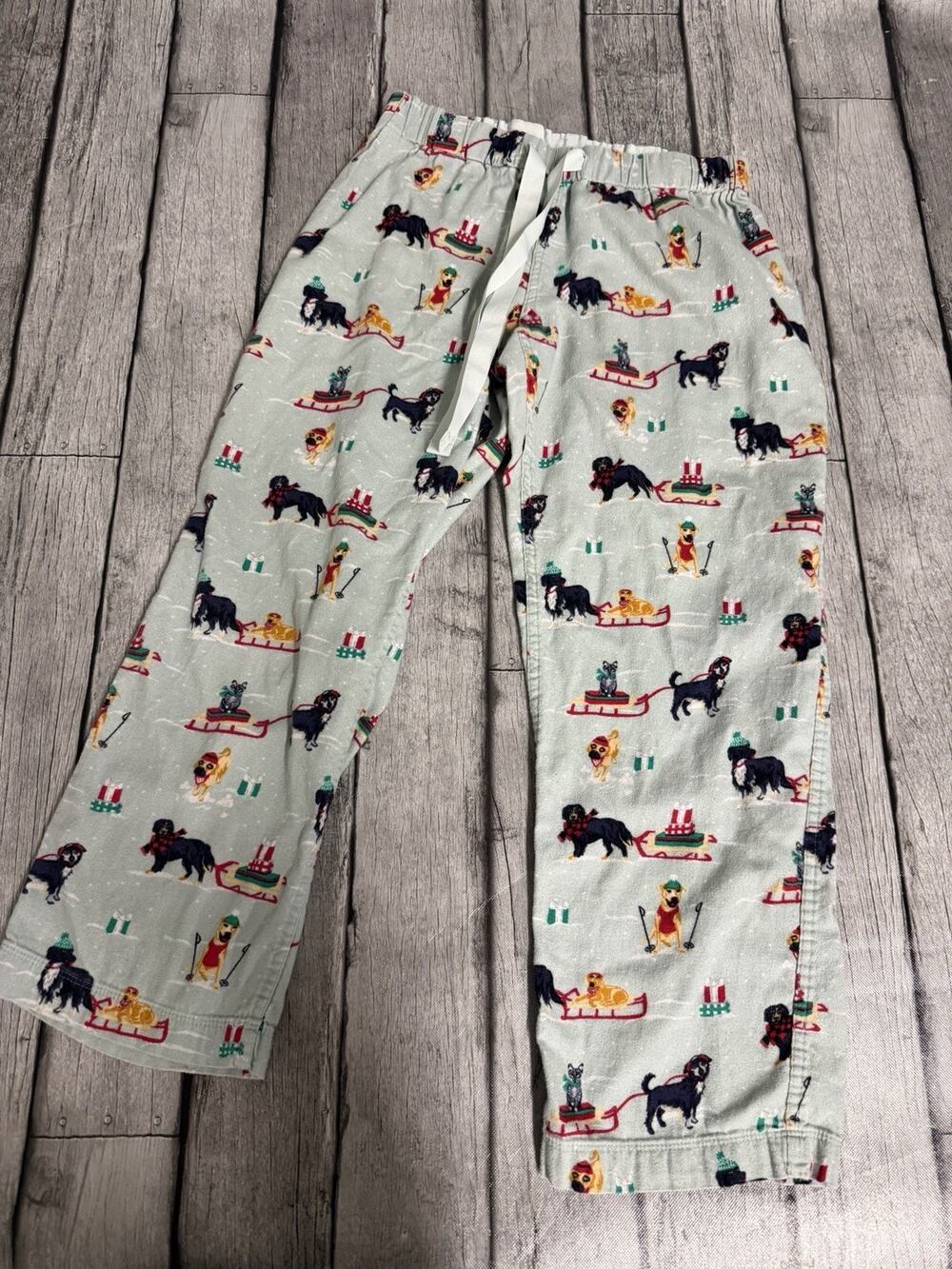 Women’s Lands’ End Holiday Dogs Cotton Flannel Pajama Pants XS 2-4 Lounge